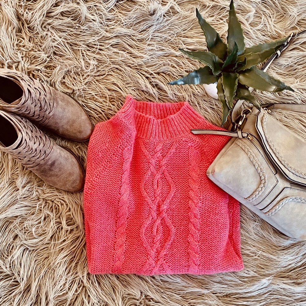 ❤️LOFT Cable Knit Mock Neck Sweater